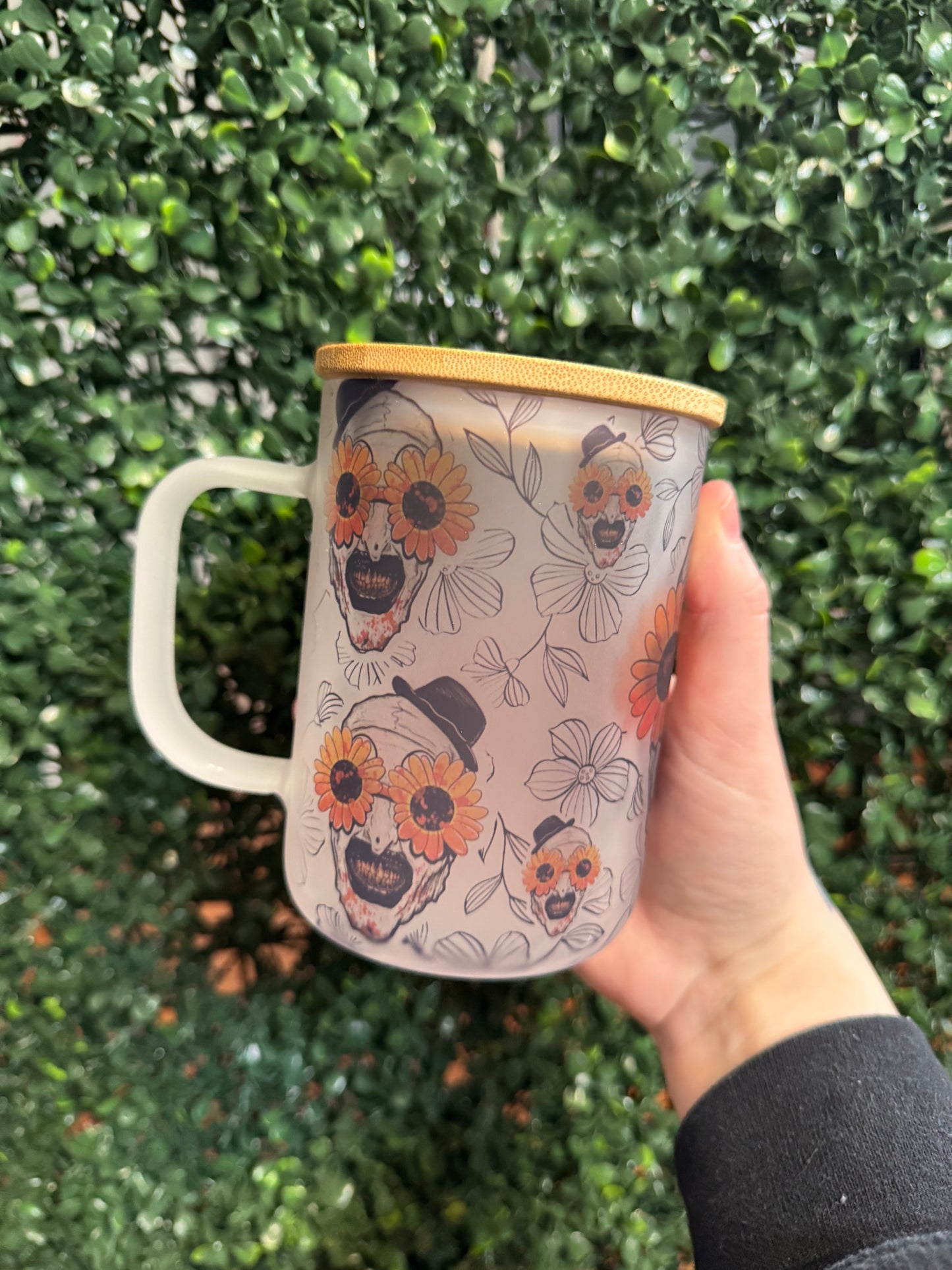 Art the Clown floral mug
