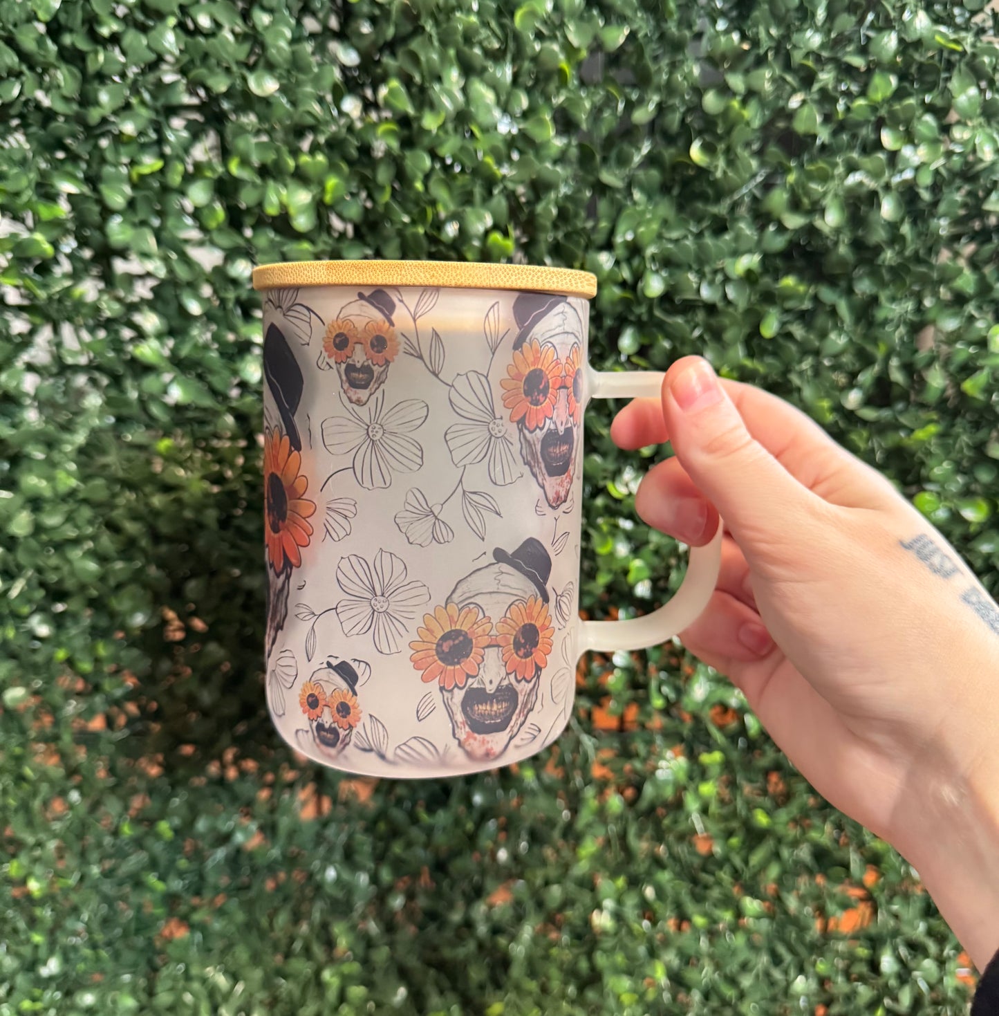 Art the Clown floral mug