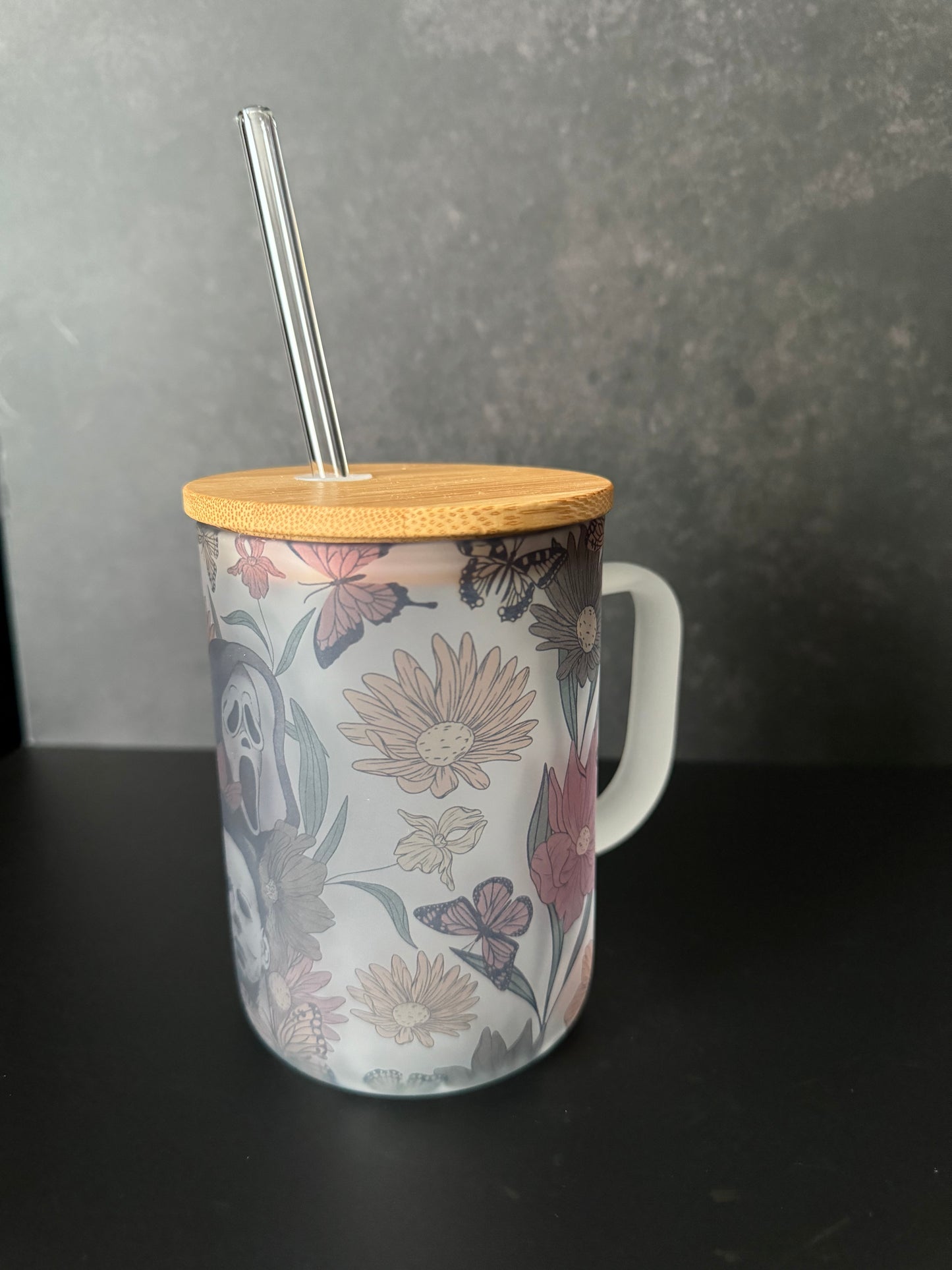 horror floral frosted mug (faded)