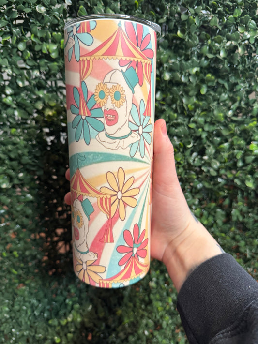 retro pastel Art the Clown circus tumbler