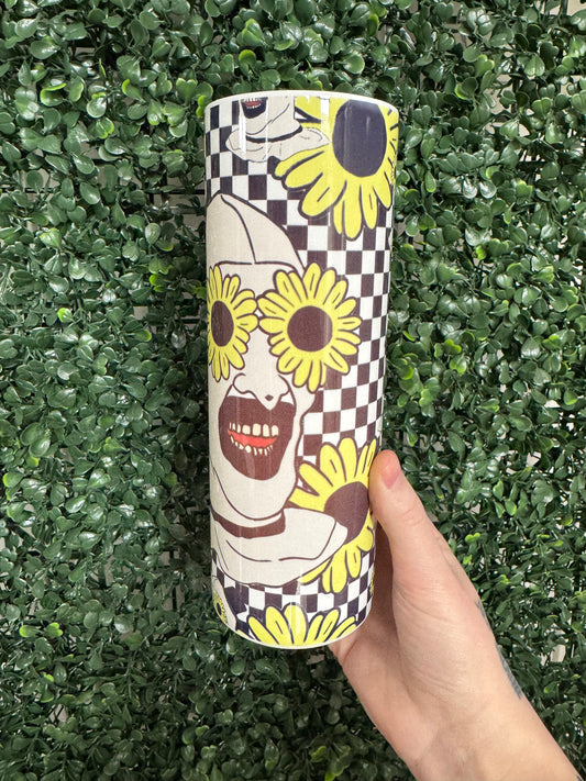 Checkered Art the Clown tumbler