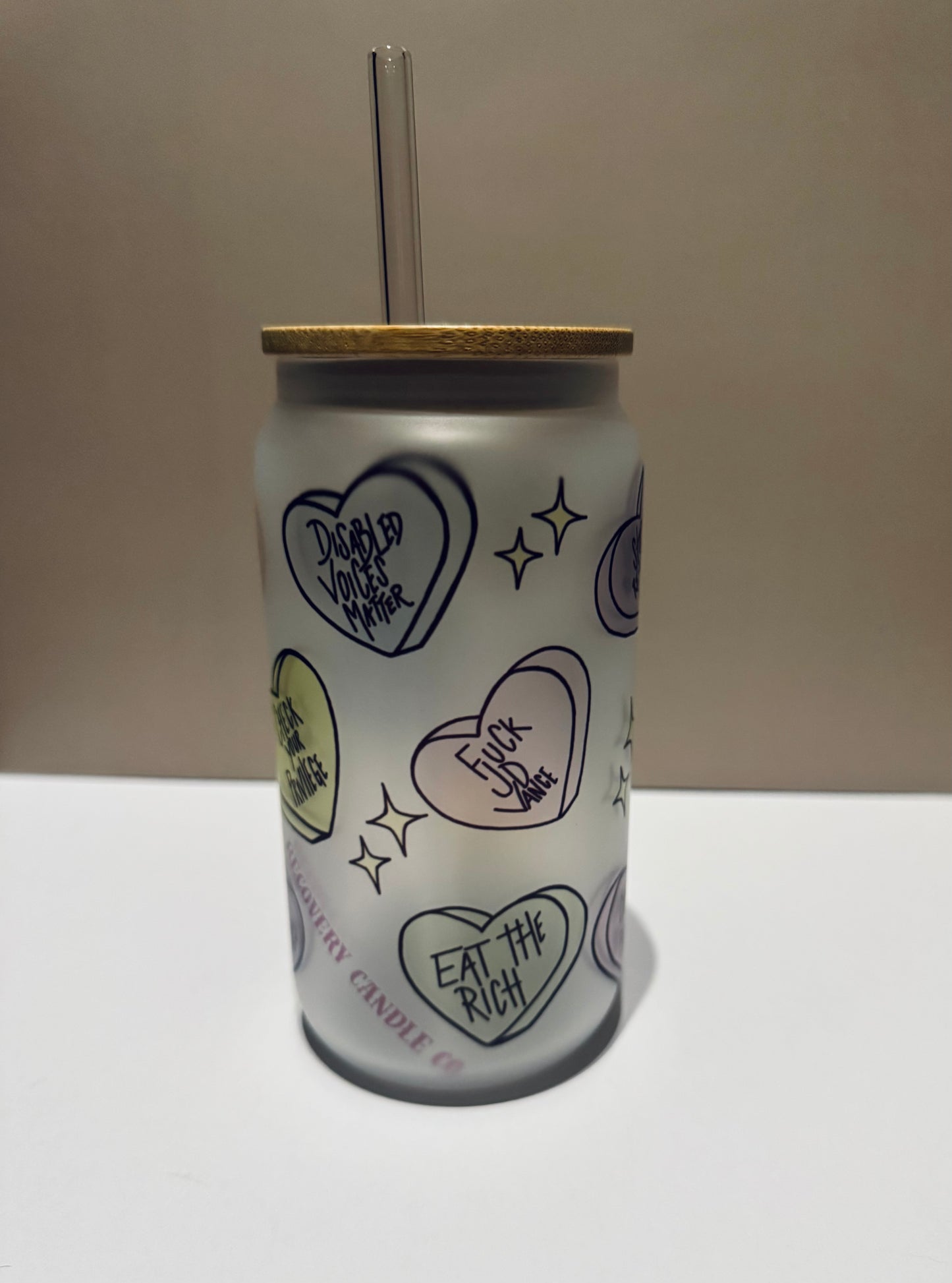 “Have the uncomfortable Conversation” (Hearts) - glass cup