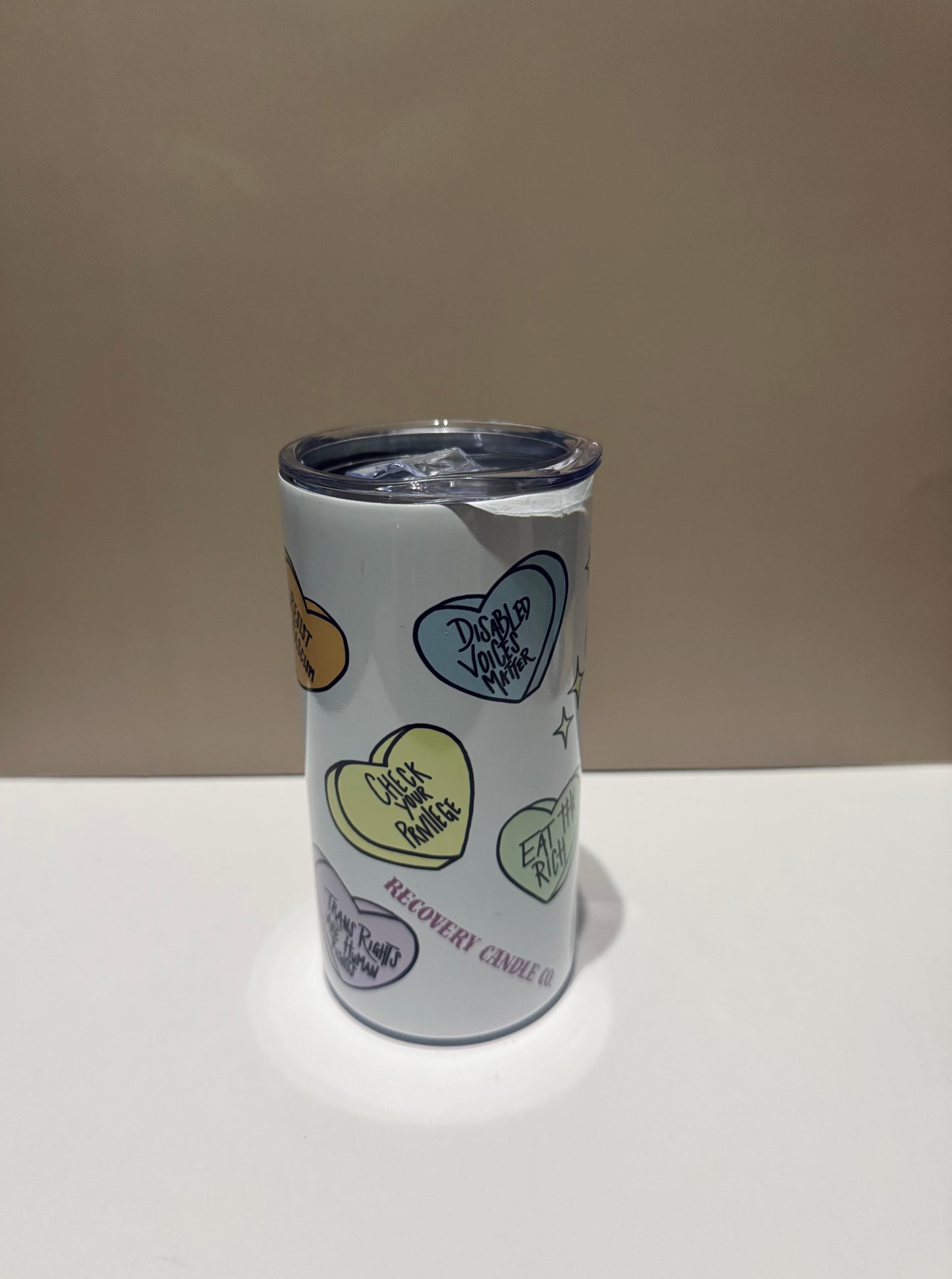 “Have the uncomfortable Conversation” (Hearts) - short tumbler