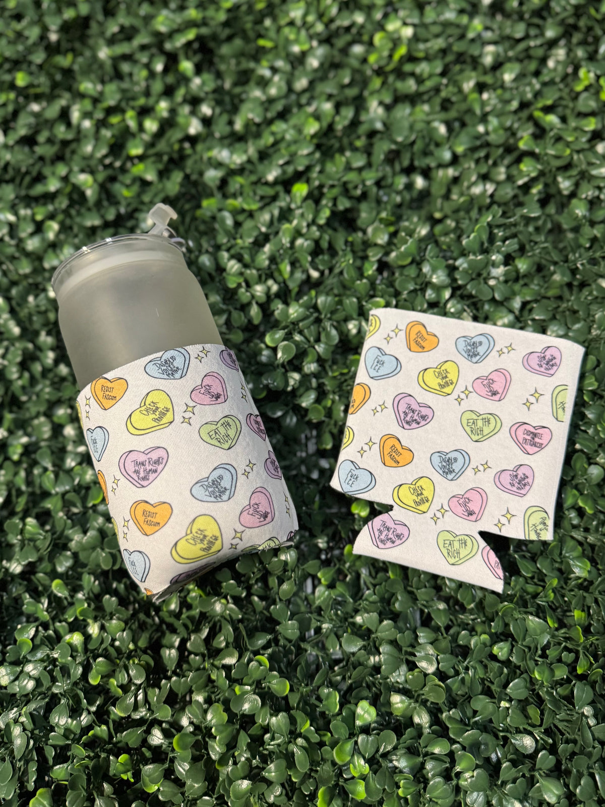 Conversation Hearts Coozie "political"