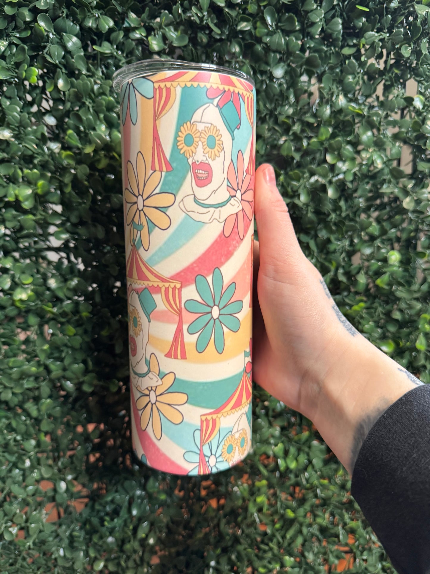 retro pastel Art the Clown circus tumbler