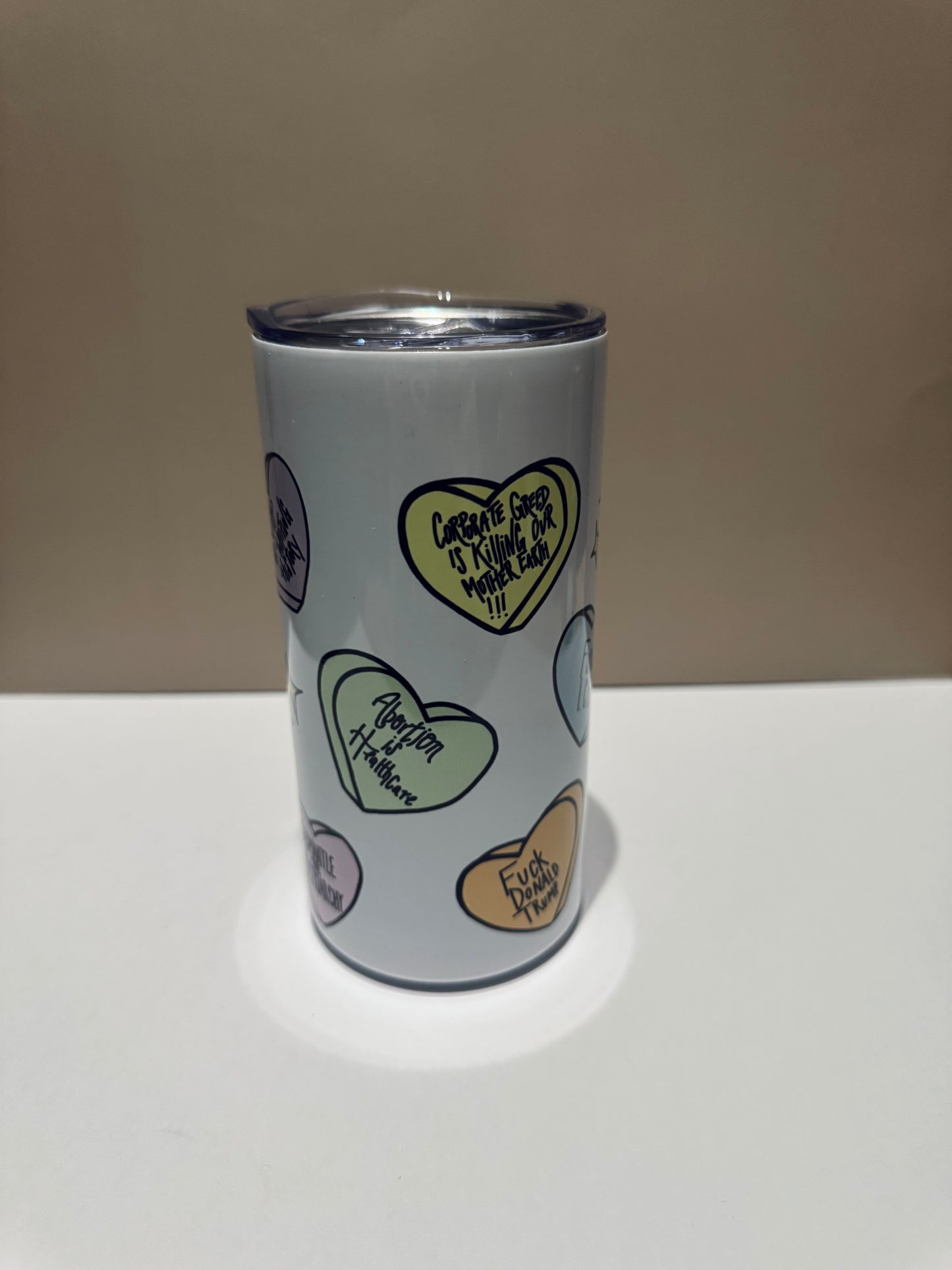 “Have the uncomfortable Conversation” (Hearts) - short tumbler