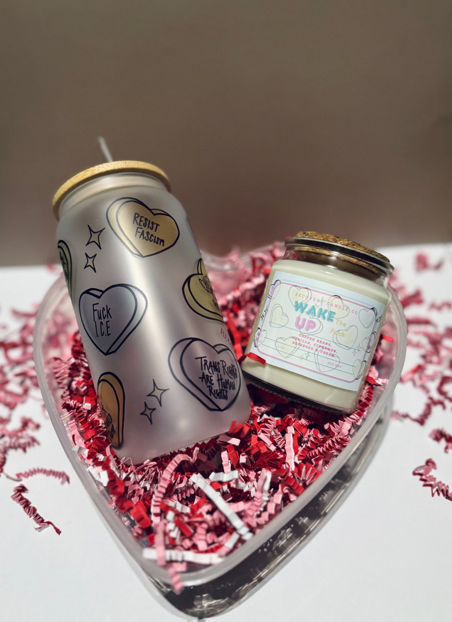 “Have the uncomfortable Conversation” (Hearts) - glass cup