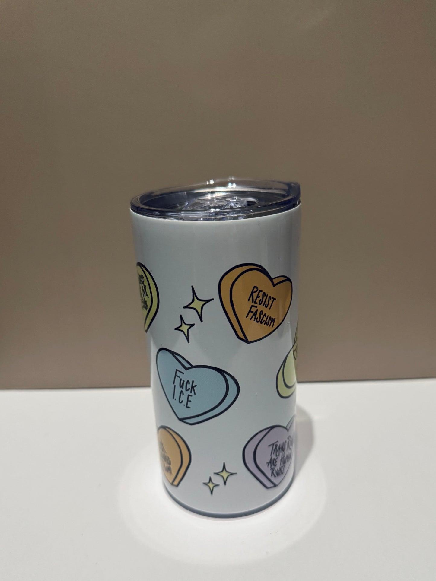 “Have the uncomfortable Conversation” (Hearts) - short tumbler